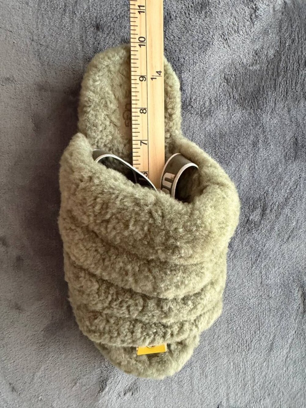 UGG Fluff Yeah Olive Green Cozy Slip On Slide Slippers 1095119 Women's Size 7 - Picture 7 of 7